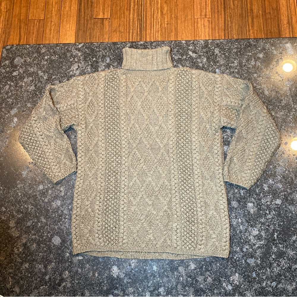 J.Crew Ribbed Chunky Turtleneck Pullover Sweater Brown Wool Women’s Sz Medium M